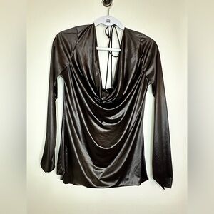 Poleci Chocolate Drape Blouse